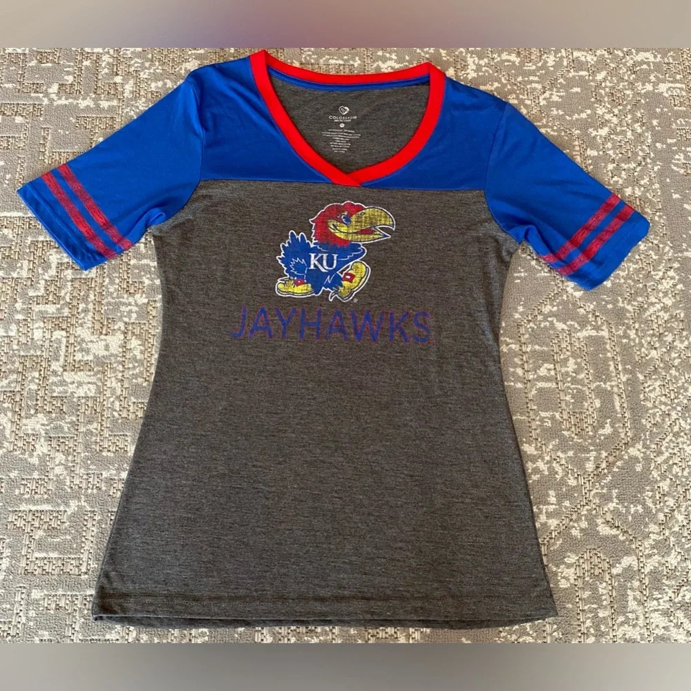 Kansas Jayhawks Colosseum Women's Short Sleeve T-Shirt Size Medium Color Grey